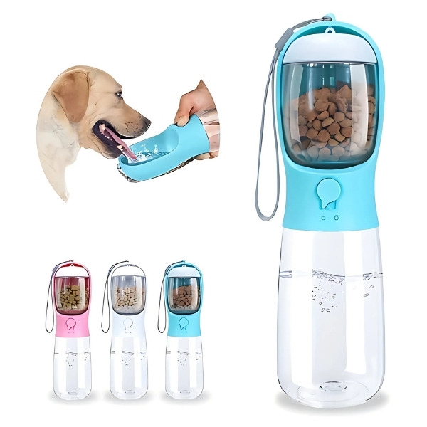 Botella-de-agua-2-en-1-para-perros-azul-blanco-rosa