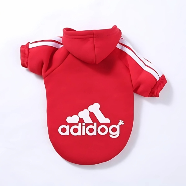 sudadera de perro adidog rojo