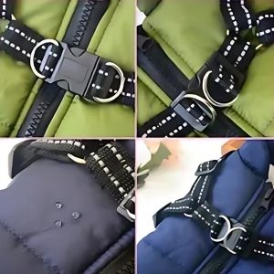 Abrigo para perros con arnés matérial