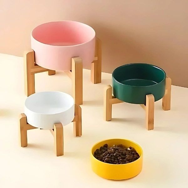 Bandeja-de-cerámica-para-perros-amarillo-rosa-verde-blanco