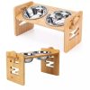 Bandeja elevado ajustable de bambú para perro
