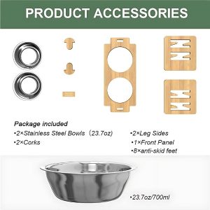 Bandeja-elevado-ajustable-de bambú-para-perro-detalles