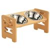 Bandeja-elevado-ajustable-de bambú-para-perro-doble-inclinado