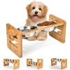 Bandeja-elevado-ajustable-de bambú-para-perro-presentación