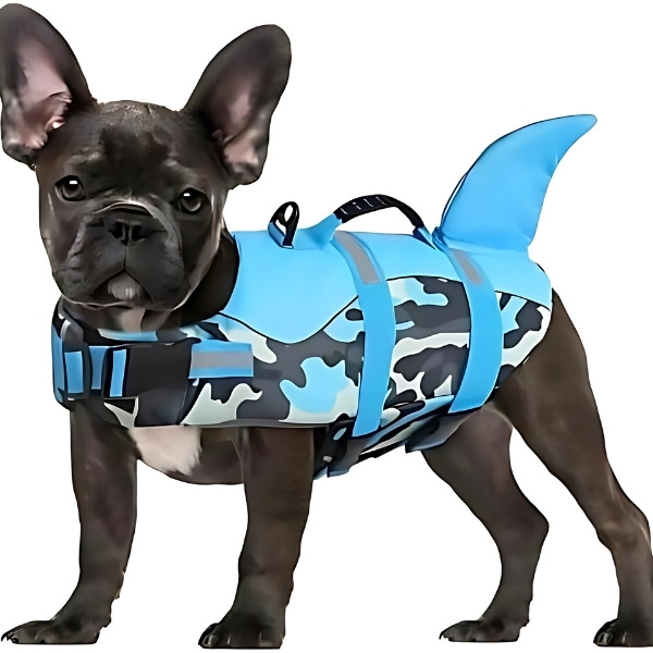 Chaleco-salvavidas-de-tiburón-para-perro-con-estilo