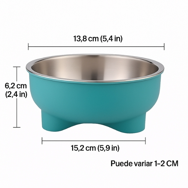 Comedero-para-perro-de-acero-inoxidable-verde-talla