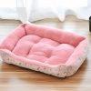 Cama Acolchada para Perros de Felpa Rosa