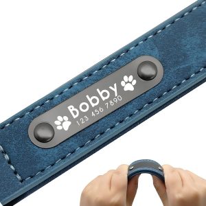 collar-para-perro-cuero-azul-flexible