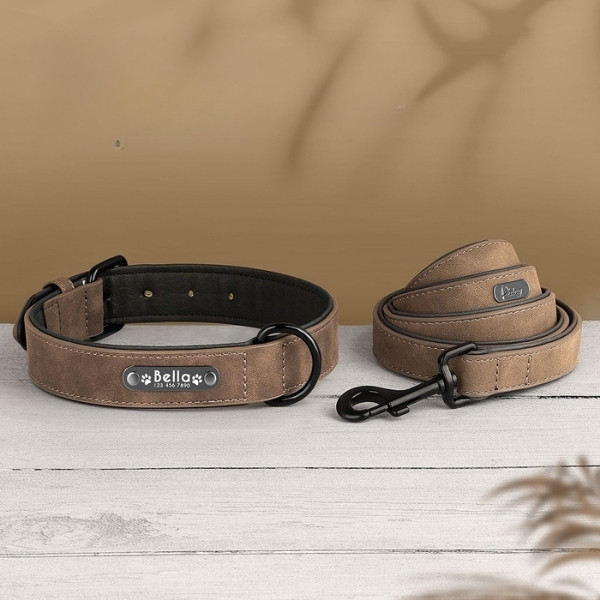 collar-para-perro-cuero-azul-marrón-presentación