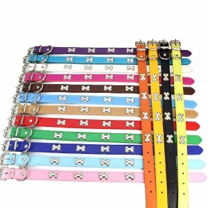 collar para perro patrón de huesos piel sintética