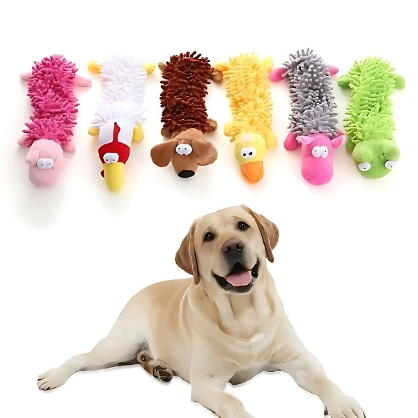 peluche-multicolor-animales-para-perro-presentación