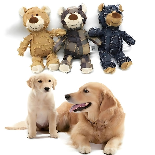 peluche-para-perro-oso-marrón-azul-marrón-oscuro