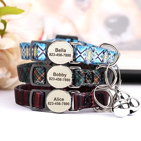 Collar-personalizado-para-gato-con-grabado-turquesa-verde-negro