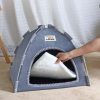 Tienda-acogedora-para-gato-azul-almohadilla
