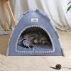 Tienda-acogedora-para-gato-azul-descansa