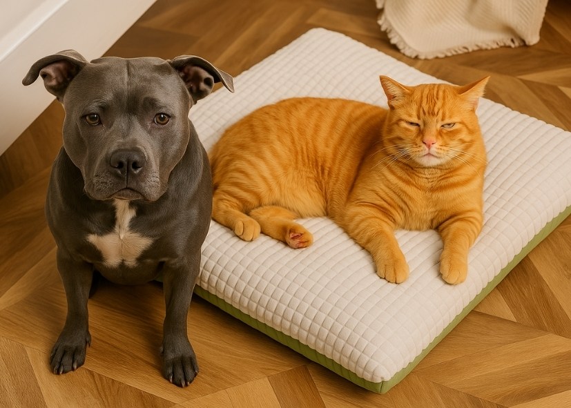 perro-gato-sobre-cama
