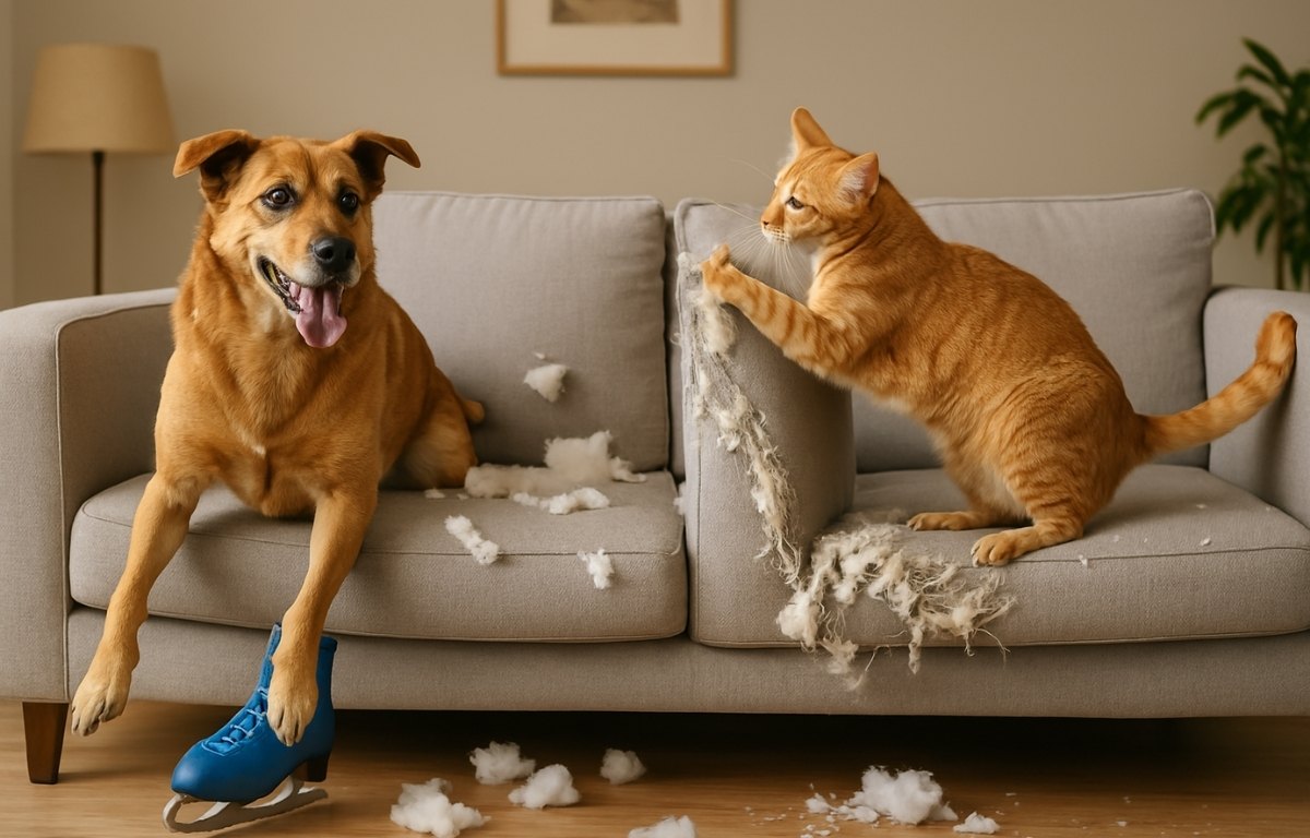 perro-gato-destrucción-sofa