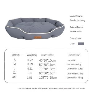 Cama-gris-de-Lujo-para-Perros-y-talla