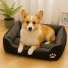 Cama-negro-Acolchada-con-Estampados-para-Perros