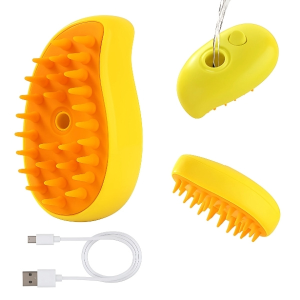 Cepillo-Pulverizador-amarillo-Anti-Pelaje-para-perro-USB-agua