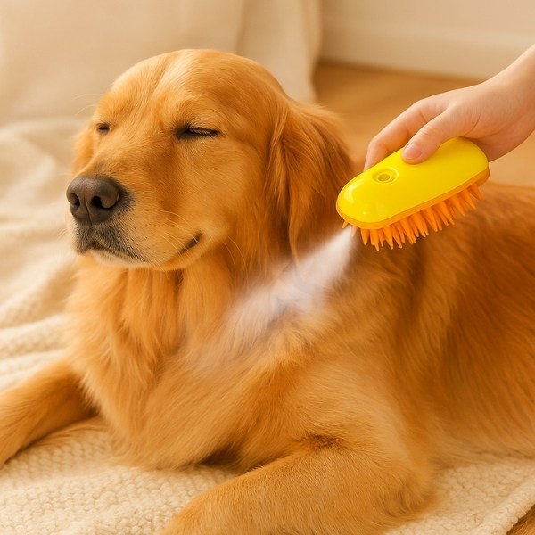 Cepillo-Pulverizador-amarillo-Anti-Pelaje-para-perro-presentación