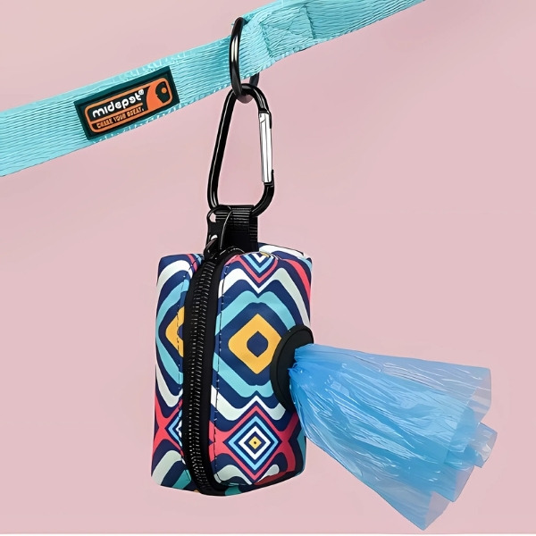 Dispensador-de-bolsas-azul- para-perro-correa