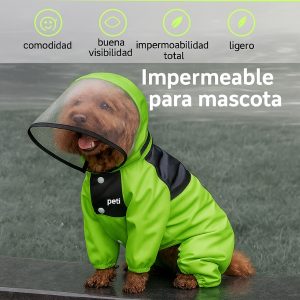 Impermeable-verde-para-perro-con-capucha-transparente-comodidad
