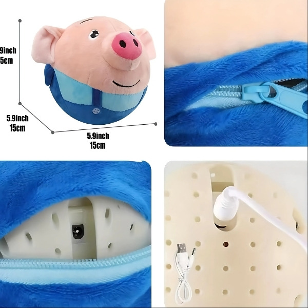 Juguete-cerdito-saltarín-para-perro-azul-bucle-USB
