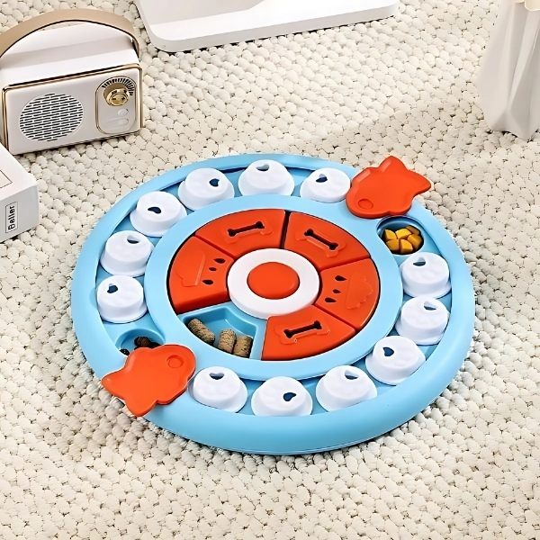 Juguetes-interactivos-para-perros-rompecabezas-redondo-azul