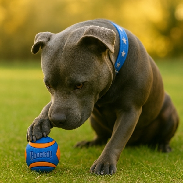 Pelota-resistente-Chuckit-azul-parque