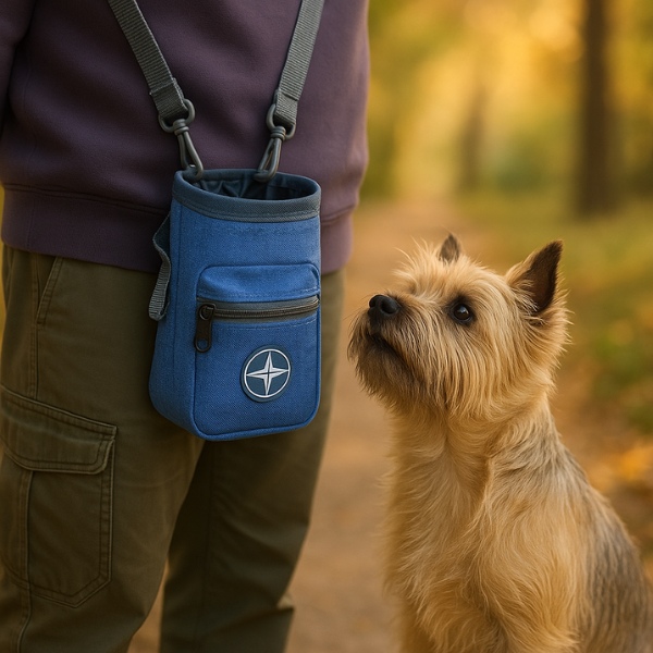 bolsa-azul-para-premios-perro-presentación