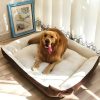 cama-marón-para-perro-huesos-grande-talla