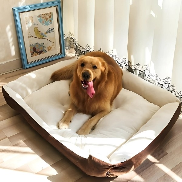 cama-marón-para-perro-huesos-grande-talla