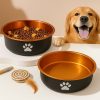 comedero-comida-para-perros-marrón-doble