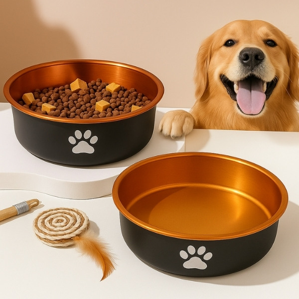 comedero-comida-para-perros-marrón-doble