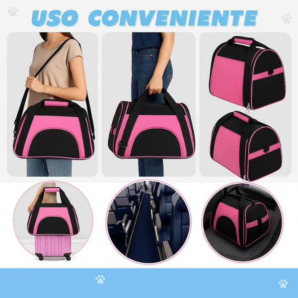 transportadora-para-perro-rosa-uso-conveniente