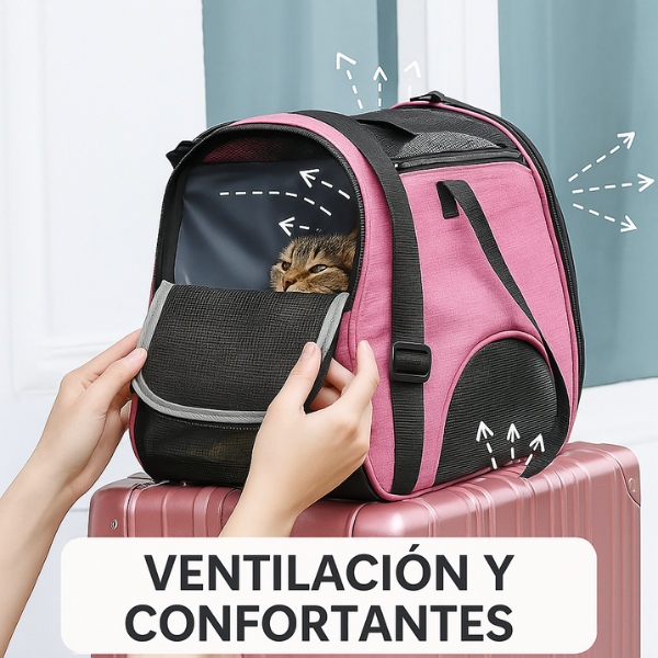 transportadora-para-perro-rosa-ventilación